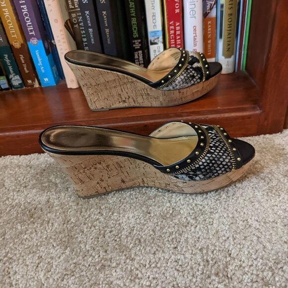 𝅺thalia sodi faux snakeskin slide wedges sz 7.5 euc - Picture 6 of 8